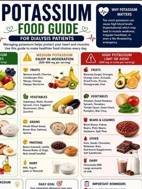 8.5 by 11 inch Potassium Food Guide Poster – Colorful Dietary Chart